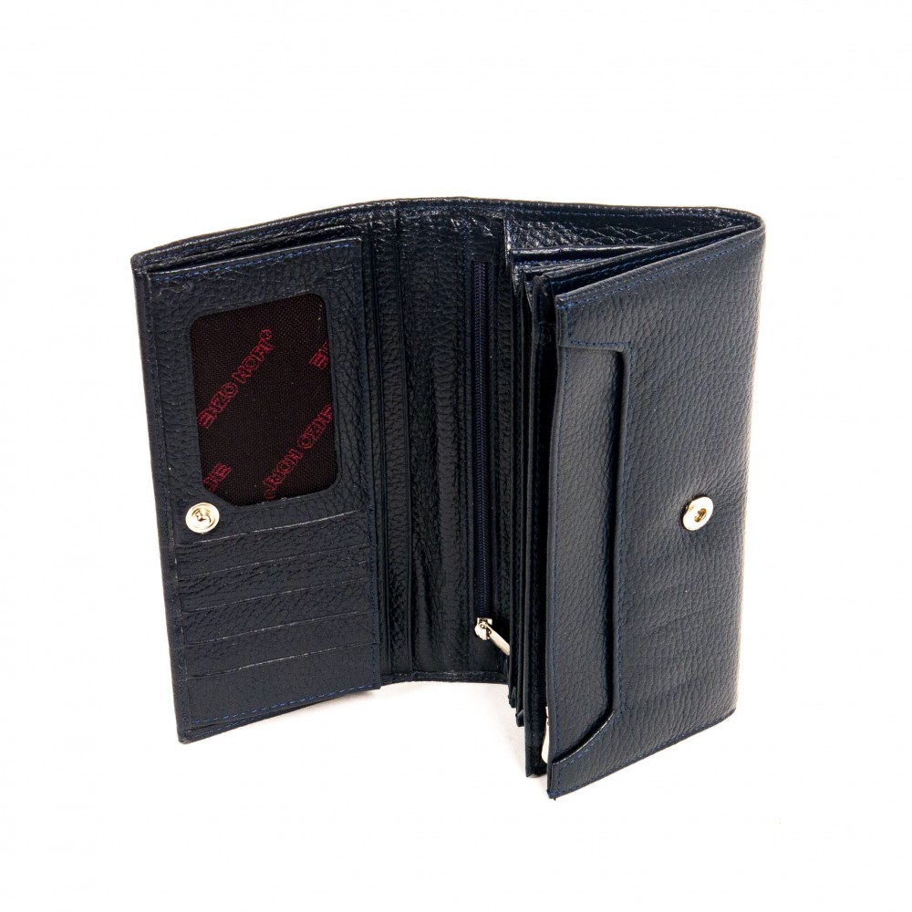 Дамско портмоне ENZO NORI модел CLASSIQUE естествена кожа тъмно син